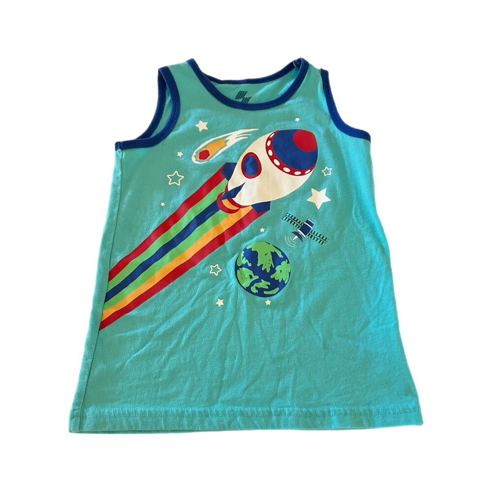 The Children's Place Sport Rocket Ship Print Tank Top Boys 5T Blue